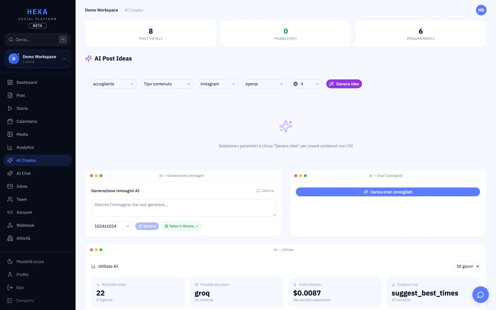 AI Content Studio — Genera post